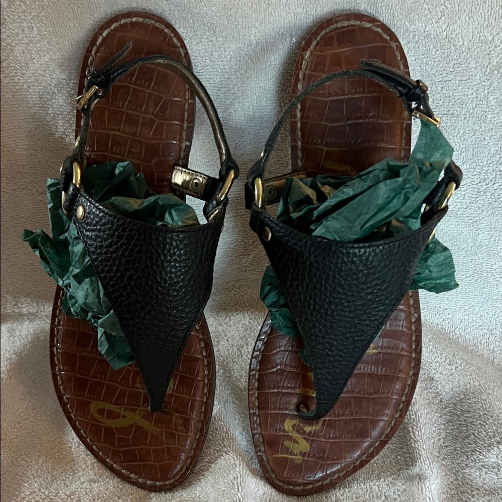 Sam Edelman Black Leather Thong Sandals - Picture 5 of 9